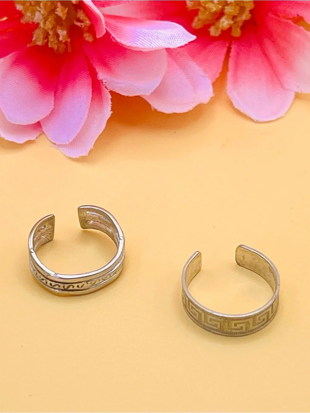 Sterling-Style Adjustable Silver Toe Rings Set of TWO- Silver
